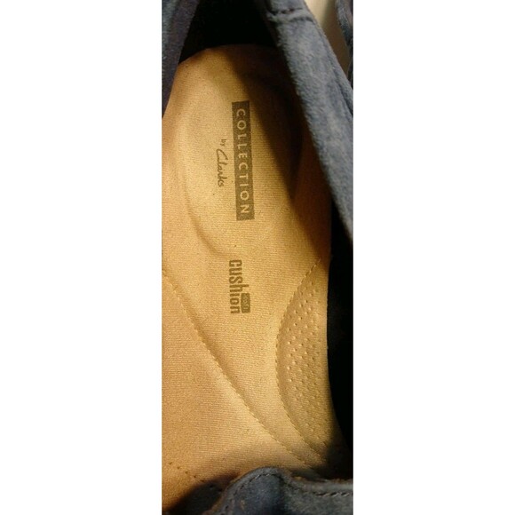 Clarks SHARON DASHER Blue Suede Designer Wedge Loafer WMS 10W  NEW ($110) - Picture 14 of 16